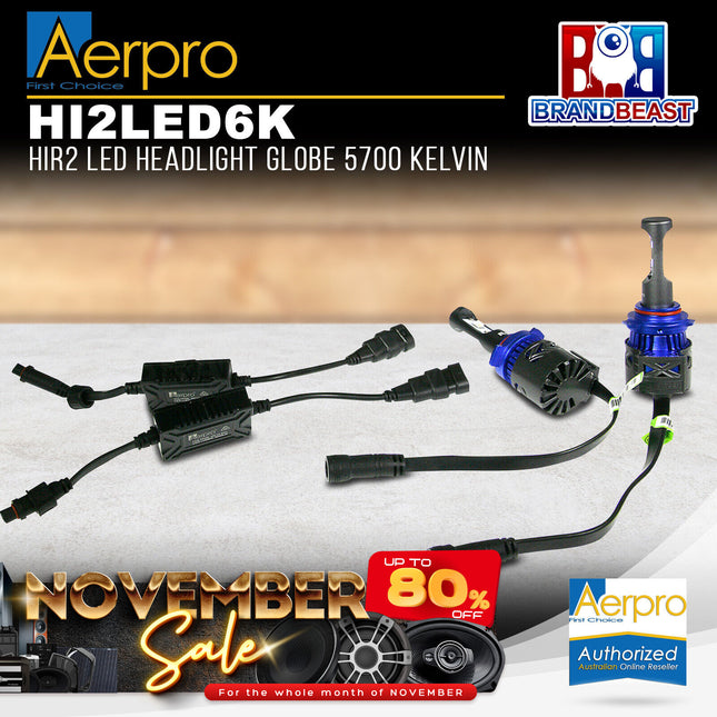 Aerpro HI2LED6K HIR2 LED Headlight Globe 5700 Kelvin