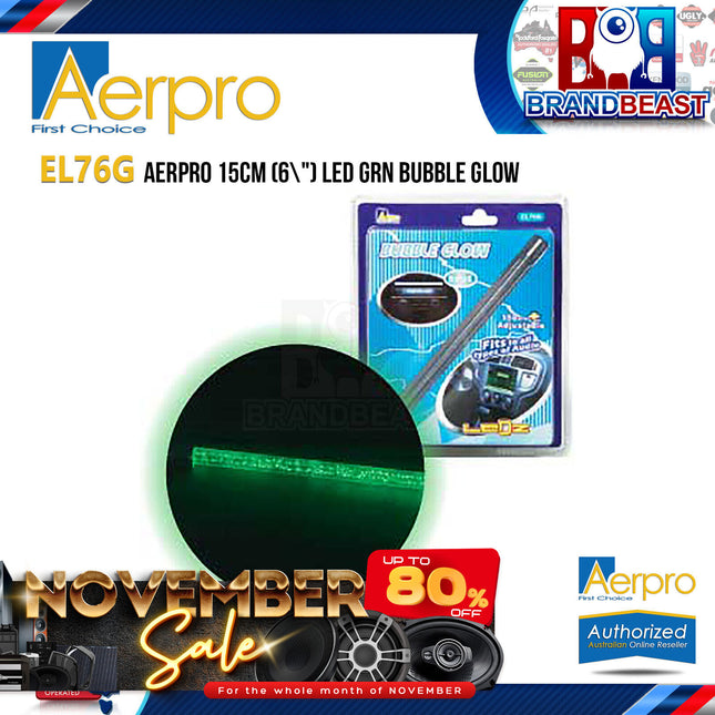 Aerpro EL76G 6" Green LED Light Dual Bubble Glow