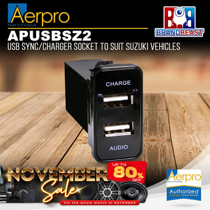 Aerpro APUSBSZ2 Dual USB Charge & Sync Suit Suzuki Various Models (26mm x 41mm)