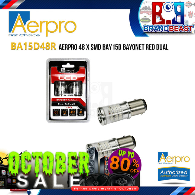 Aerpro BA15D48R 48 X SMD BAY15D Bayonet Red Dual
