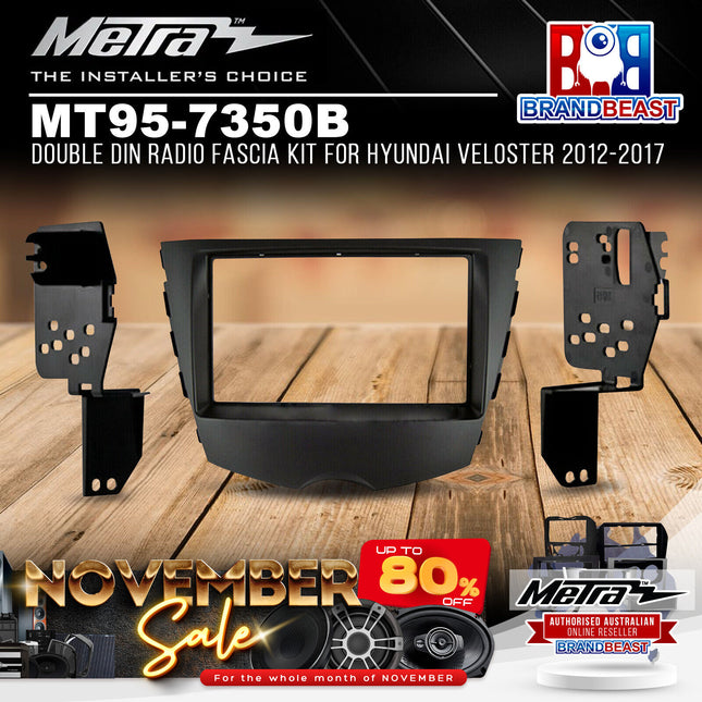 Metra MT95-7350B Double DIN Radio Fascia Kit For Hyundai Veloster 2012-2017