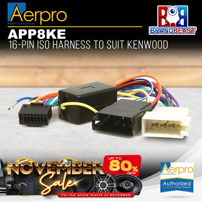 Aerpro APP8KE APP8 Secondary ISO Harness to Suit Kenwood Headunits