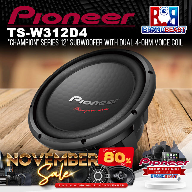 Pioneer TS-W312D4 "Champion" Series 12" Subwoofer with Dual 4-Ohm Voice Coil