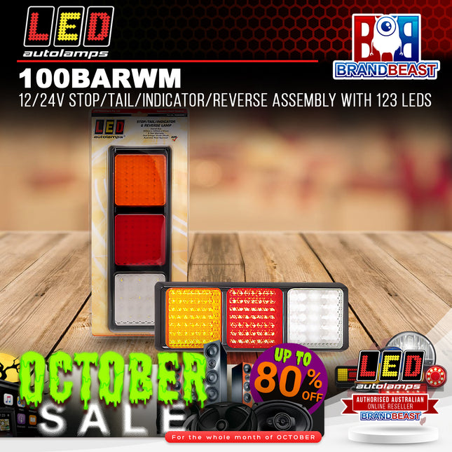 LED Autolamps 100BARWM 12/24V Stop/Tail/Indicator/Reverse Assembly With 123 LEDs