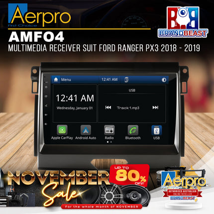 Aerpro AMFO4 Multimedia Receiver Suit Ford Ranger PX3 2018 - 2019