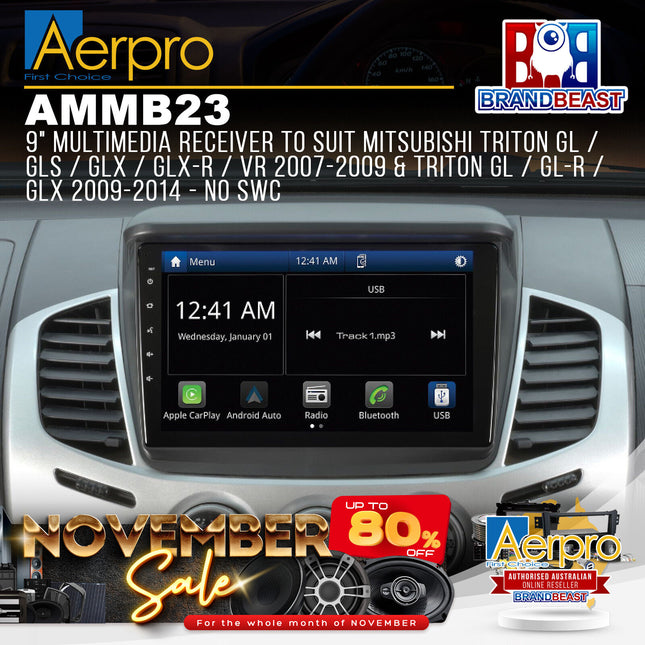 Aerpro AMMB23 9" Multimedia Receiver Suit Mitsubishi Various Models