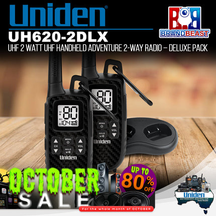 Uniden UH620-2DLX UHF 2 Watt UHF Handheld Adventure 2-Way Radio Deluxe Pack