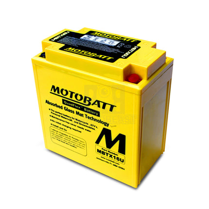 Motobatt MBTX16U 12V 19Ah 250CCA AGM Motorcycle Battery With Quadflex Technology