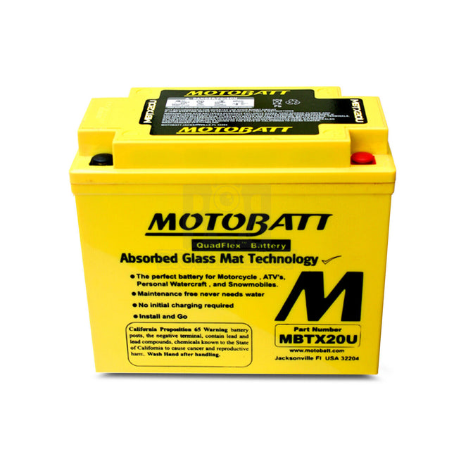 Motobatt MBTX20U 12V 21Ah 310CCA AGM Motorcycle Battery With Quadflex Technology