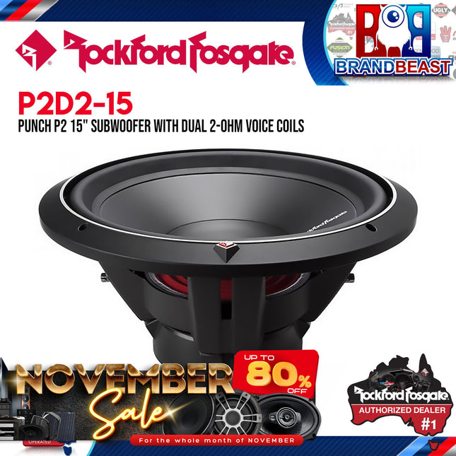Rockford Fosgate P2D2-15 Punch 15" P2 2-Ohm DVC Subwoofer