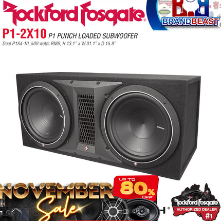 Rockford Fosgate P1-2X10 Punch Dual P1 10" Loaded Enclosure