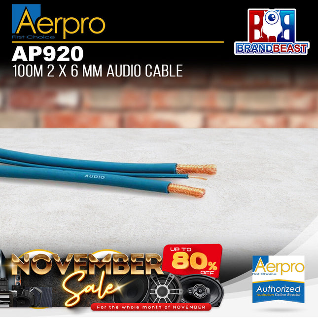 Aerpro AP920 100m 2x6mm Audio Cable