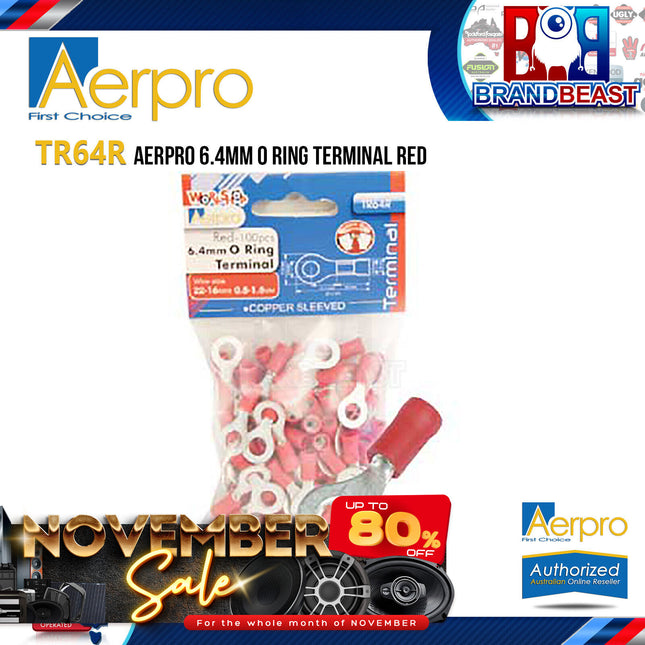 Aerpro TR64R 6.4mm Red O Ring Terminals