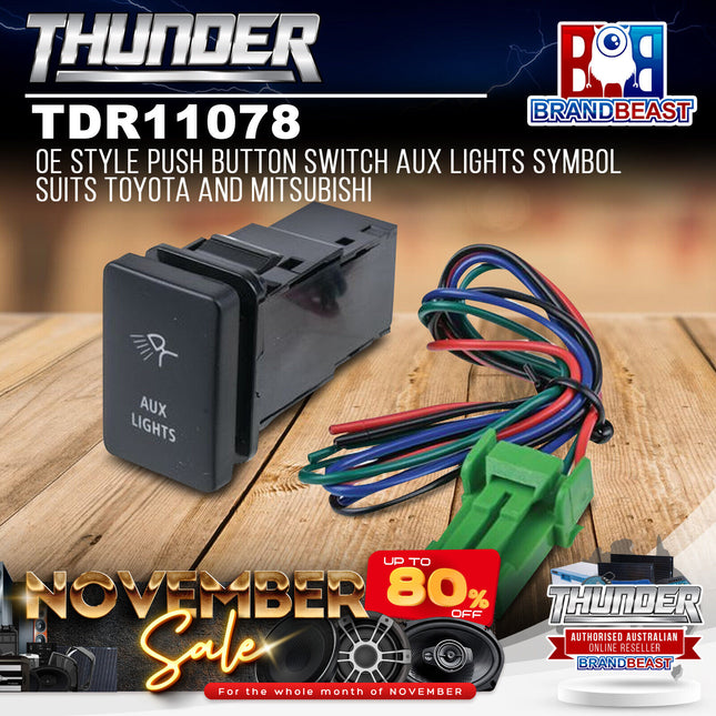 Thunder TDR11078 OE Style Push Button Switch Aux Lights Symbol