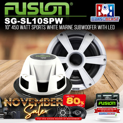 Fusion SG-SL10SPW - 10" 450 Watt Sports White Marine Subwoofer with LEDs