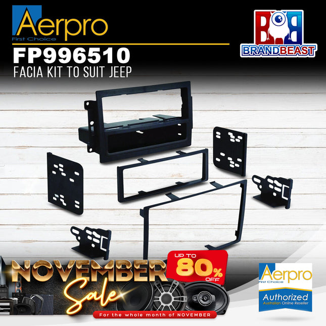 Aerpro FP996510 Facia Kit Suit Jeep 2005-09 Black Single-DIN & 2-DIN
