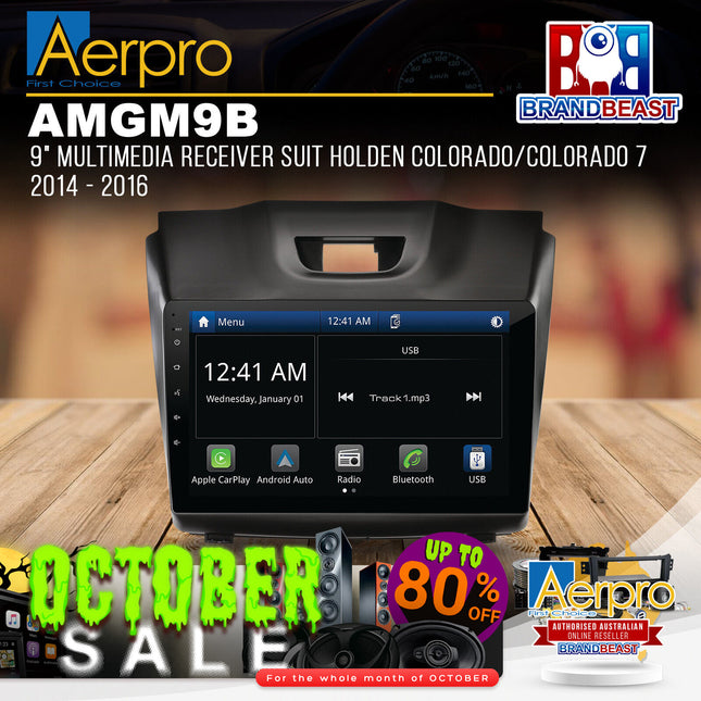 Aerpro AMGM9B 9" Multimedia Receiver Suit Holden Colorado/Colorado 7 2014 - 2016