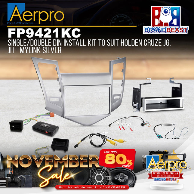 Aerpro FP9421KC Single/Double DIN Install Kit Suit Holden Cruze JG & JH MyLink - Silver