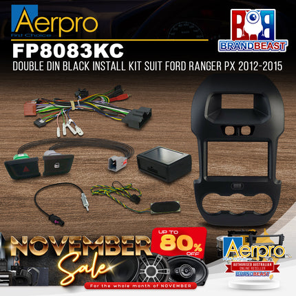 Aerpro FP8083KC Double DIN Black Install Kit Suit Ford Ranger PX 2012-2015