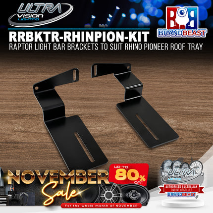 Ultra Vision Lighting RRBKTR-RHINPION-KIT Raptor Light Bar Brackets to suit Rhino Pioneer Roof Tray