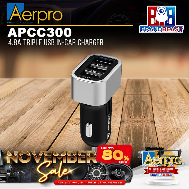Aerpro APCC300 4.8A Triple USB In-Car Charger
