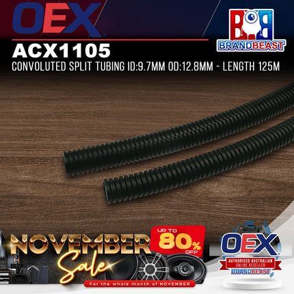 OEX ACX1105 Convoluted Split Tubing ID:9.7mm OD:12.8mm - Length 125m