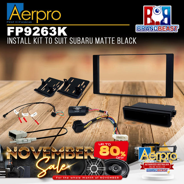 Aerpro FP9263K Single/Double DIN Matte Black Install Kit Suit Subaru Models