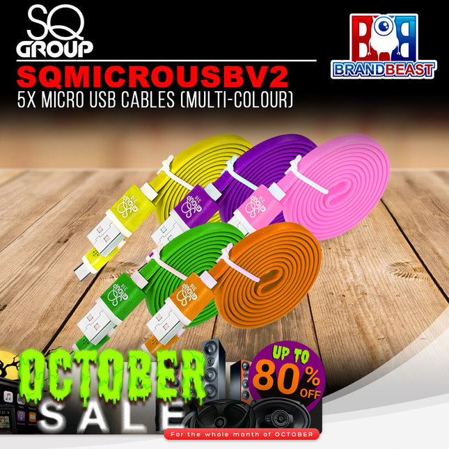 SQ Group SQMICROUSBV2 5x Micro USB Cables (Multi-Colour)