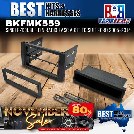 BestKits BKFMK559 Single/Double DIN Radio Fascia Kit To Suit Ford 2005-2014