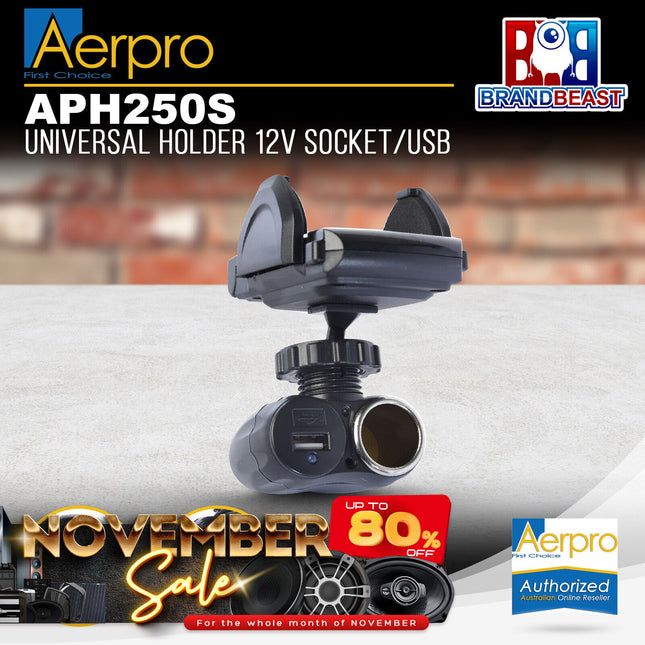 Aerpro APH250S 12V Universal Holder Socket / USB