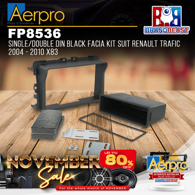 Aerpro FP8536 Single/Double DIN Black Facia Kit Suit Renault Trafic 2004 - 2010