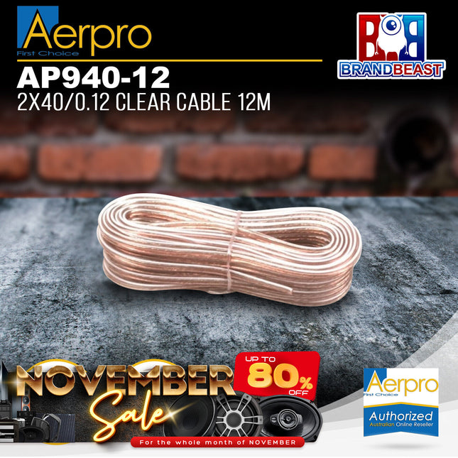 Aerpro AP940/12 12m 2X40/0.12 Speaker Cable
