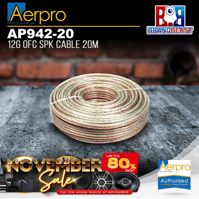 Aerpro AP942/20 12GA Twin Core Speaker Cable - 20M