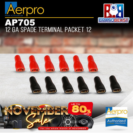 Aerpro AP705 12 Gauge Spade Terminal Packet of 12