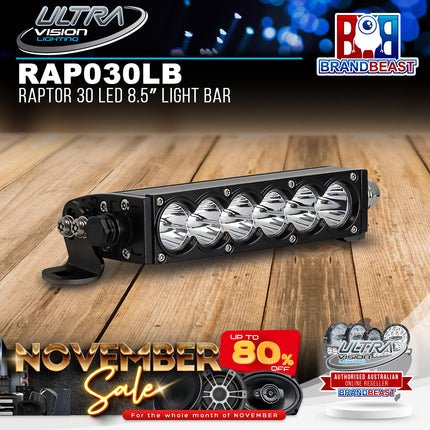 Ultra Vision Lighting RAP030LBv2 Raptor 30 LED 8.5" Light Bar - 5700K & Combo