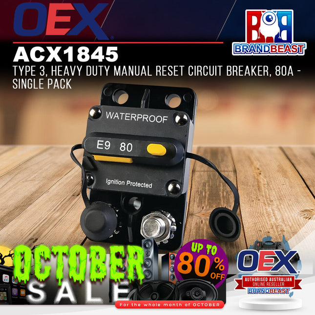 OEX ACX1845 Type 3 Heavy Duty Manual Reset Circuit Breaker 80A - Single Pack