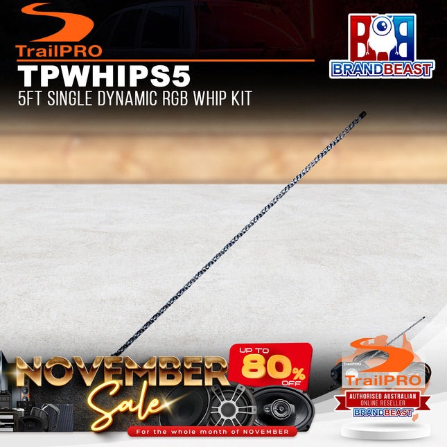 TrailPRO TPWHIPS5 5ft Single Dynamic RGB Whip Kit