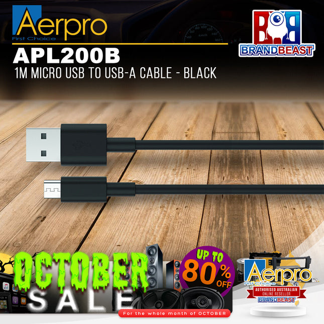 Aerpro APL200B 1M Micro USB To USB-A Cable - Black