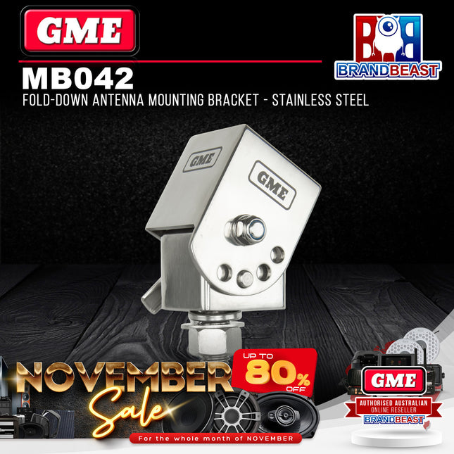 GME MB042 Fold-Down Antenna Mounting Bracket Silver