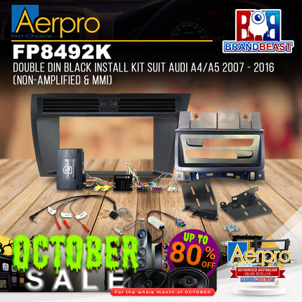 Aerpro FP8492K Double DIN Black Install Kit Suit Audi A4/A5 2007 - 2016