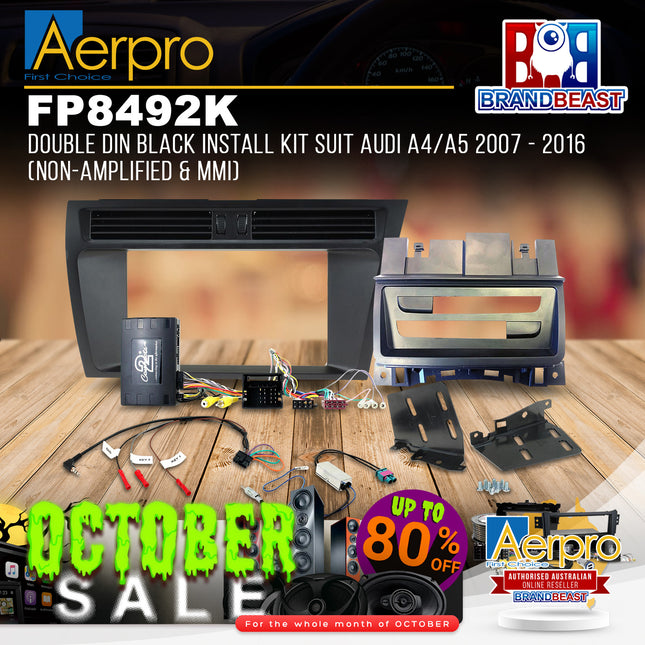 Aerpro FP8492K Double DIN Black Install Kit Suit Audi A4/A5 2007 - 2016