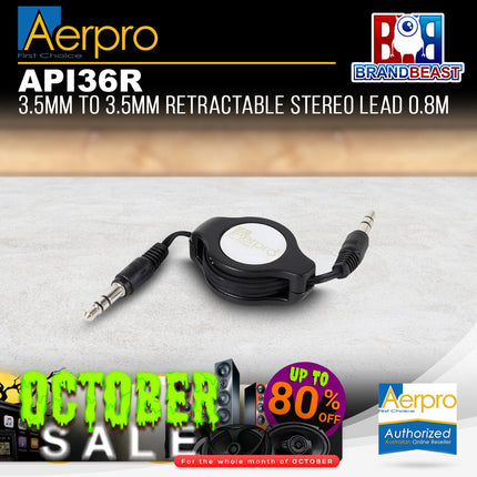Aerpro API36R 0.8 Metre 3.5mm to 3.5mm Retractable Stereo Lead