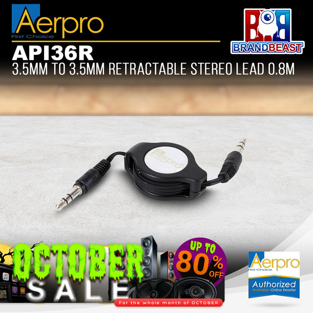 Aerpro API36R 0.8 Metre 3.5mm to 3.5mm Retractable Stereo Lead