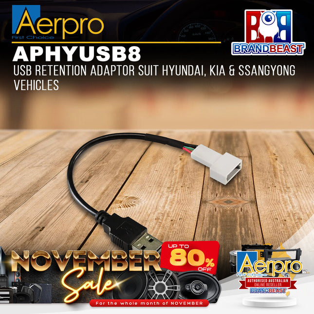 Aerpro APHYUSB8 USB Retention Adaptor Suit Hyundai, Kia & SsangYong Vehicles