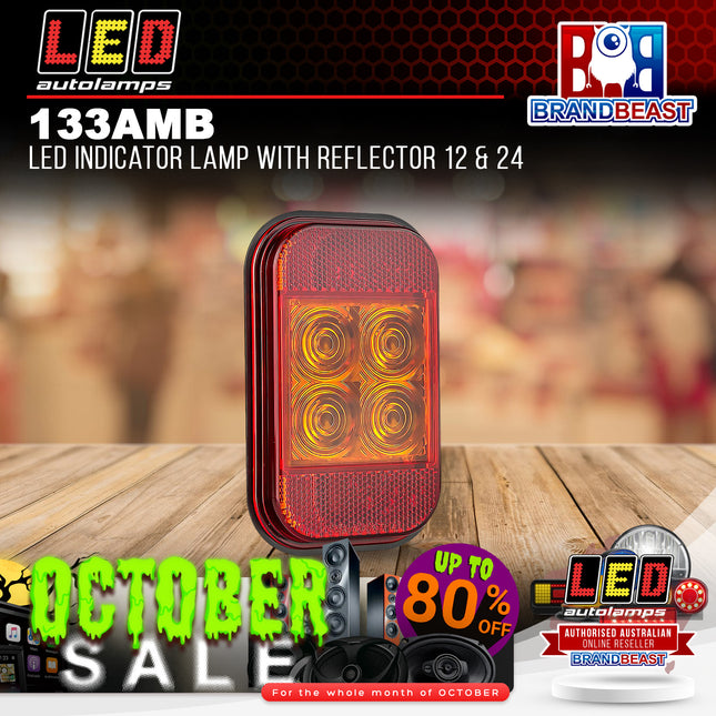 LED AutoLamps 133AMB LED Indicator Lamp with Reflector 12 & 24