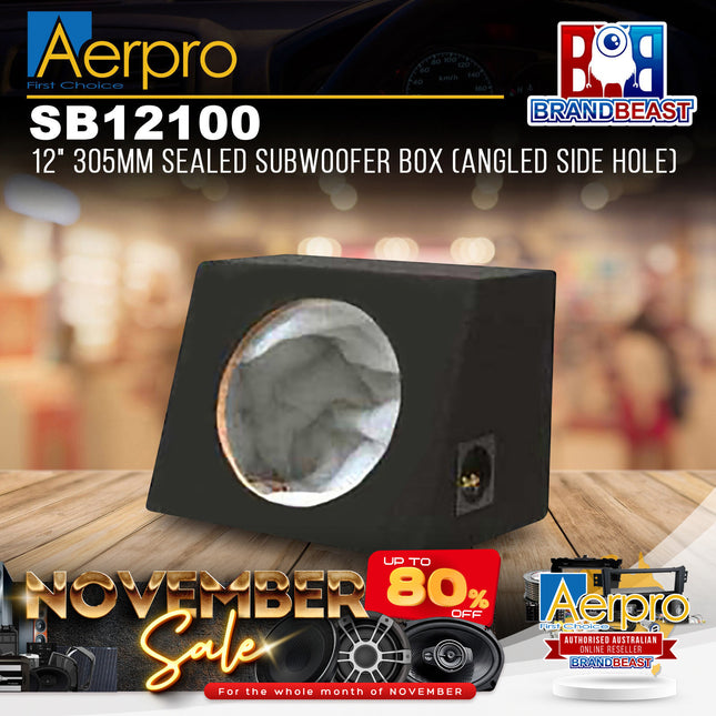 Aerpro SB12100 12" 305mm Sealed Subwoofer Box (Angled Side Hole)