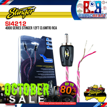 Stinger SI4212 3.6m 4000 Series 2 Channel RCA Interconnects