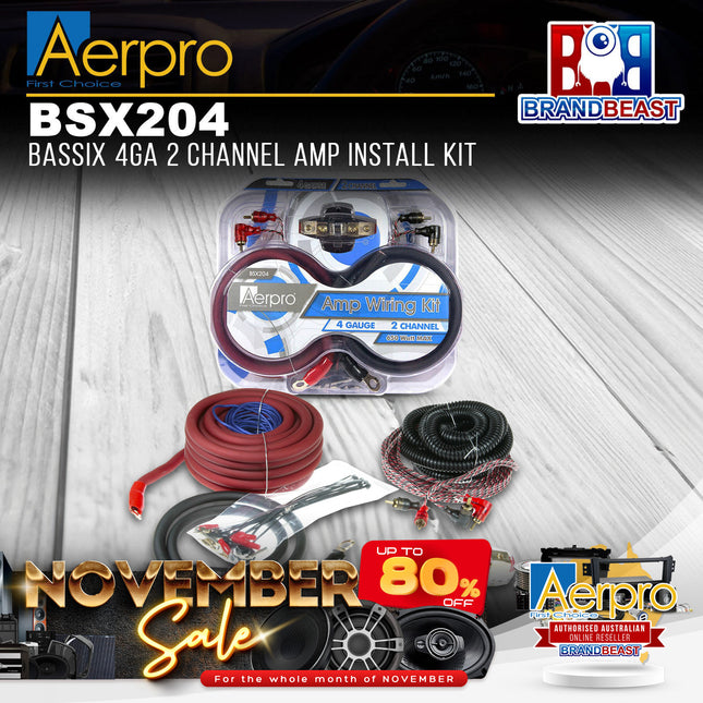 Aerpro BSX204 BASSIX 4GA 2-Channel Amplifier Install Kit