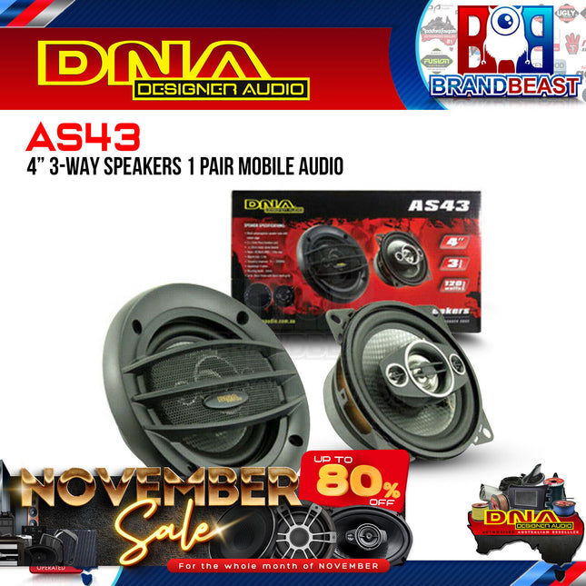 DNA AS43 4" 120W 3-Way Mobile Audio Speaker - Pair