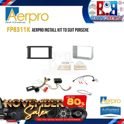 Aerpro FP8311K 2-DIN Stereo Install Kit Suit Porsche Cayenne 2002-08 Black